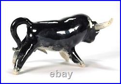 Stanislas Reychan MBE Studio Pottery Hand Built Tin Glazed Black Bull RARE