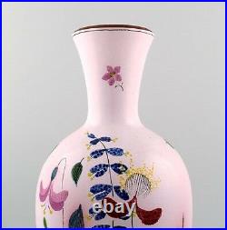 Stig Lindberg Studio Hand for Gustavsberg. Large vase, hand painted decoration