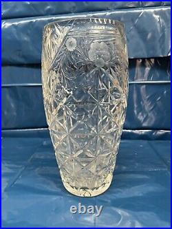 Stourbridge Cut Glass Lead Crystal Vase Engraved & Signed Jack Lloyd