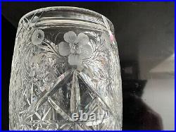 Stourbridge Cut Glass Lead Crystal Vase Engraved & Signed Jack Lloyd