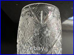 Stourbridge Cut Glass Lead Crystal Vase Engraved & Signed Jack Lloyd