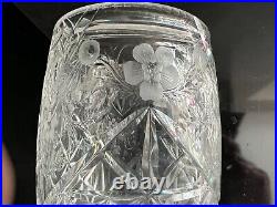 Stourbridge Cut Glass Lead Crystal Vase Engraved & Signed Jack Lloyd