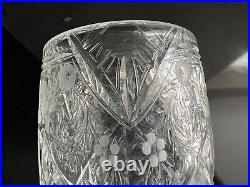 Stourbridge Cut Glass Lead Crystal Vase Engraved & Signed Jack Lloyd