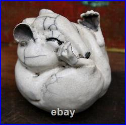 Studio Art Pottery Raku Rare Jumbo Dormouse Signed Potter Sculptor Brian Andrew