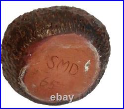 Studio Art Pottery SMD 1965 Modern Brutalist Vase Textured Hand Built Red Clay