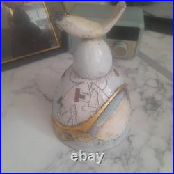 Studio Ceramic Raku fish design lidded pot style of Rob Whelpton crazing Used