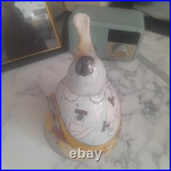 Studio Ceramic Raku fish design lidded pot style of Rob Whelpton crazing Used