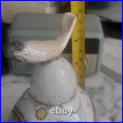 Studio Ceramic Raku fish design lidded pot style of Rob Whelpton crazing Used