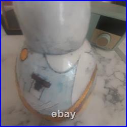 Studio Ceramic Raku fish design lidded pot style of Rob Whelpton crazing Used