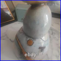 Studio Ceramic Raku fish design lidded pot style of Rob Whelpton crazing Used
