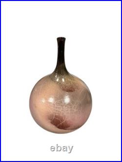 Studio Pottery Bottle Vase Signed & Dated 1996 Reduction Glaze 34cm Handmade Cer