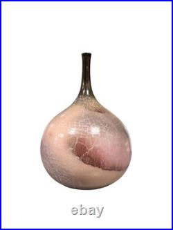 Studio Pottery Bottle Vase Signed & Dated 1996 Reduction Glaze 34cm Handmade Cer