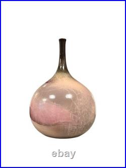Studio Pottery Bottle Vase Signed & Dated 1996 Reduction Glaze 34cm Handmade Cer