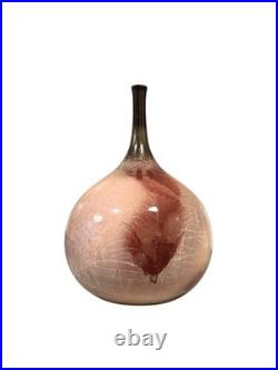 Studio Pottery Bottle Vase Signed & Dated 1996 Reduction Glaze 34cm Handmade Cer