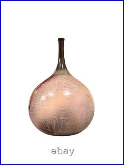 Studio Pottery Bottle Vase Signed & Dated 1996 Reduction Glaze 34cm Handmade Cer