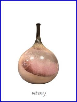 Studio Pottery Bottle Vase Signed & Dated 1996 Reduction Glaze 34cm Handmade Cer
