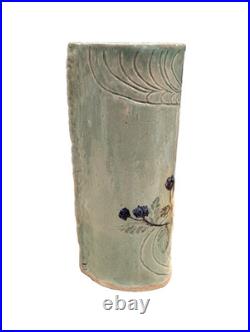 Studio Pottery Carn Style Tall Vase Impressed Mark CT Ceramic Vase 31.5 cm high