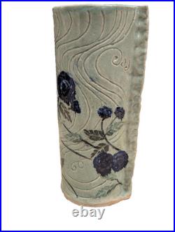 Studio Pottery Carn Style Tall Vase Impressed Mark CT Ceramic Vase 31.5 cm high