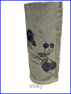 Studio Pottery Carn Style Tall Vase Impressed Mark CT Ceramic Vase 31.5 cm high