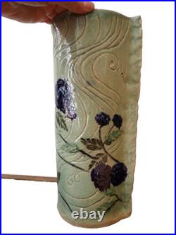 Studio Pottery Carn Style Tall Vase Impressed Mark CT Ceramic Vase 31.5 cm high