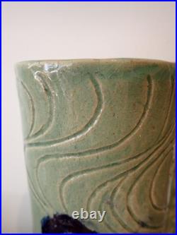 Studio Pottery Carn Style Tall Vase Impressed Mark CT Ceramic Vase 31.5 cm high
