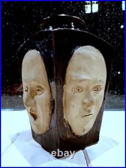 Studio Pottery Face Vase Tenmoku Glaze Studio Pottery Face Vase Tenmoku Glaze