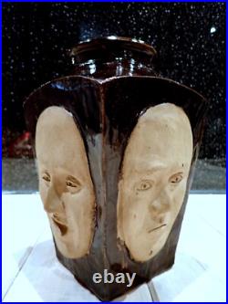 Studio Pottery Face Vase Tenmoku Glaze Studio Pottery Face Vase Tenmoku Glaze