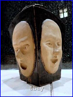Studio Pottery Face Vase Tenmoku Glaze Studio Pottery Face Vase Tenmoku Glaze