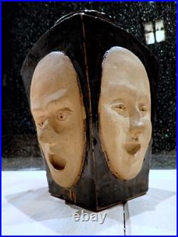 Studio Pottery Face Vase Tenmoku Glaze