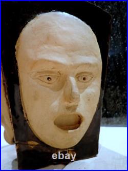 Studio Pottery Face Vase Tenmoku Glaze
