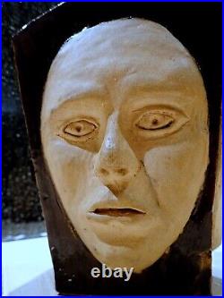 Studio Pottery Face Vase Tenmoku Glaze Studio Pottery Face Vase Tenmoku Glaze