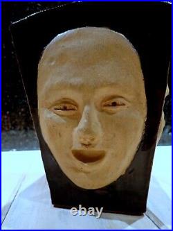 Studio Pottery Face Vase Tenmoku Glaze Studio Pottery Face Vase Tenmoku Glaze
