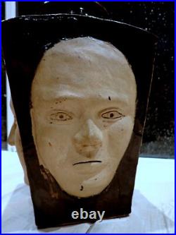 Studio Pottery Face Vase Tenmoku Glaze Studio Pottery Face Vase Tenmoku Glaze