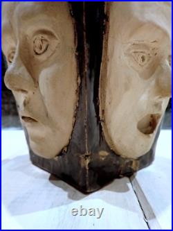 Studio Pottery Face Vase Tenmoku Glaze