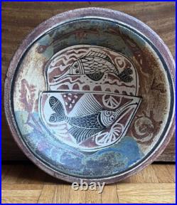 Studio Pottery Footed Bowl painted Mark Modernist influence Stunning Studio Pottery Footed Bowl painted Mark Modernist influence Stunning
