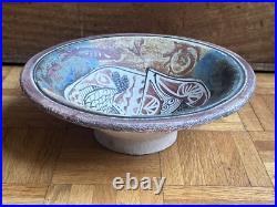 Studio Pottery Footed Bowl painted Mark Modernist influence Stunning Studio Pottery Footed Bowl painted Mark Modernist influence Stunning