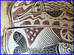 Studio Pottery Footed Bowl painted Mark Modernist influence Stunning Studio Pottery Footed Bowl painted Mark Modernist influence Stunning