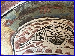 Studio Pottery Footed Bowl painted Mark Modernist influence Stunning Studio Pottery Footed Bowl painted Mark Modernist influence Stunning