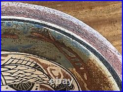 Studio Pottery Footed Bowl painted Mark Modernist influence Stunning Studio Pottery Footed Bowl painted Mark Modernist influence Stunning