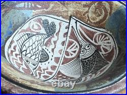 Studio Pottery Footed Bowl painted Mark Modernist influence Stunning Studio Pottery Footed Bowl painted Mark Modernist influence Stunning