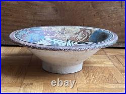 Studio Pottery Footed Bowl painted Mark Modernist influence Stunning Studio Pottery Footed Bowl painted Mark Modernist influence Stunning