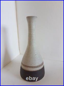 Studio Pottery Helen Pincombe lipped dry glaze bottle vase Impressed mark