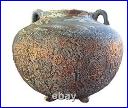 Studio Pottery Large Blue Gold Cauldron