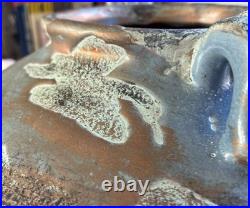 Studio Pottery Large Blue Gold Cauldron