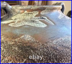 Studio Pottery Large Blue Gold Cauldron