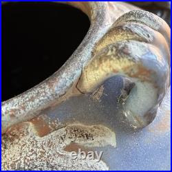 Studio Pottery Large Blue Gold Cauldron