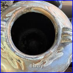 Studio Pottery Large Blue Gold Cauldron