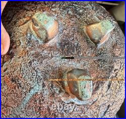 Studio Pottery Large Blue Gold Cauldron