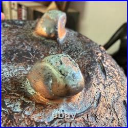 Studio Pottery Large Blue Gold Cauldron