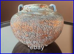 Studio Pottery Large Blue Gold Cauldron